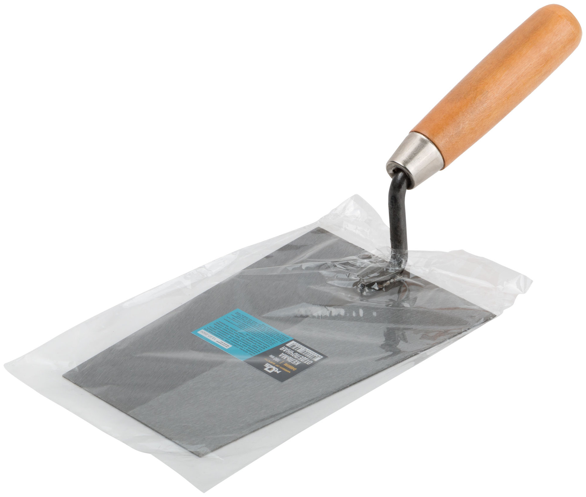 Кельма отделочная, инструментальная сталь, деревянная ручка 180 мм (04888М)