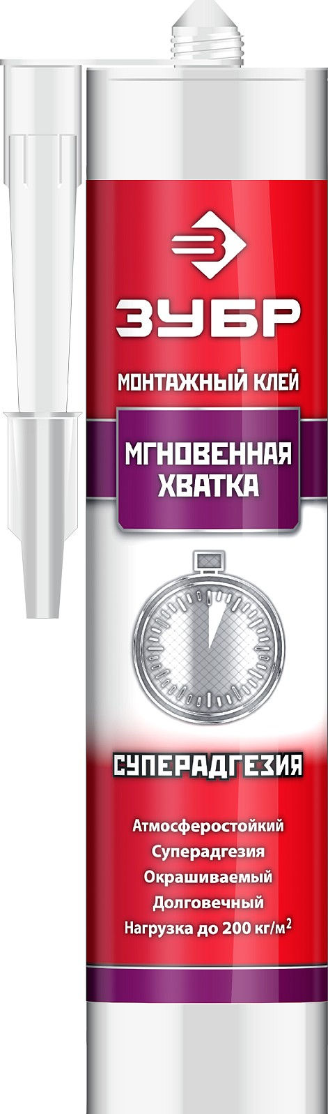 Клей монтажный мгновенная хватка 300 мл, прозрачный ЗУБР 41334  