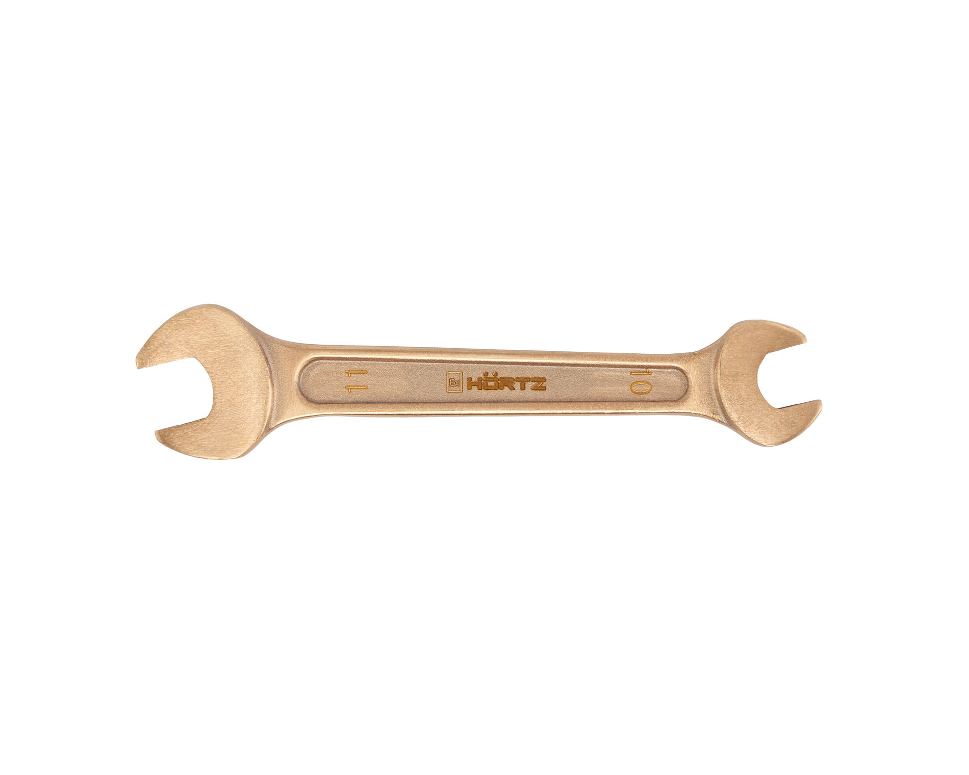 Ключ гаечный рожковый двусторонний 10х11 искробезопасный сплав BeCu 146-1011, HORTZ