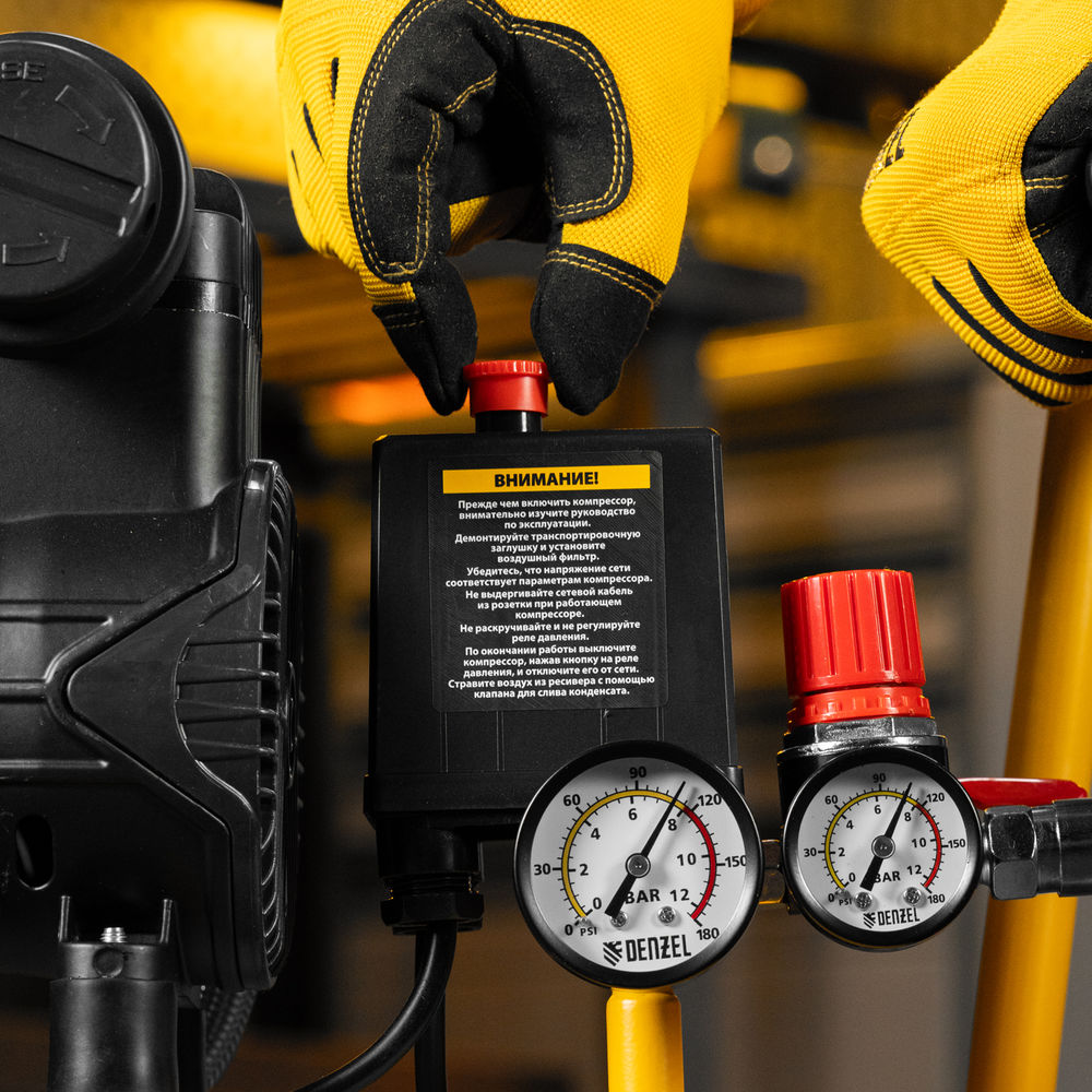 Компрессор безмасл. малошумный DLP-950/24, 950Вт,24 л, 2850 об/мин, 170 л/мин Denzel (58142)