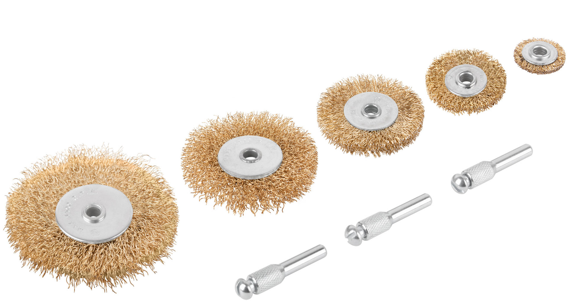 Корщетки со штифтом, набор 5 шт. ( колеса 25 / 38 / 50 / 63 / 75 мм ) (38572)