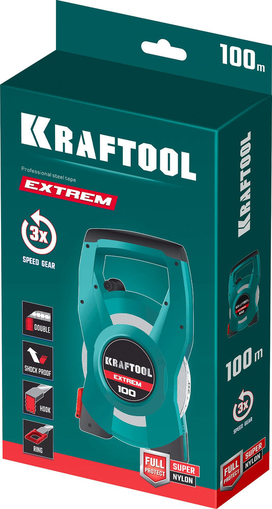 Лента мерная стальная геодезическая 100 м EXTREM KRAFTOOL