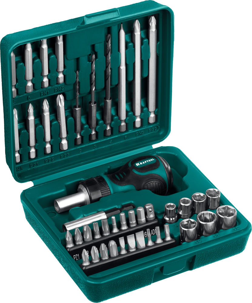 Отвертка реверсивная с насадками, 43 предм. Kompakt-43 KRAFTOOL 25556-H43