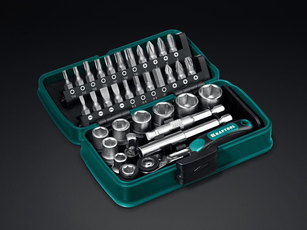 Набор инструмента универсальный 35 предм., 1/4 X-Drive 35 KRAFTOOL 27974