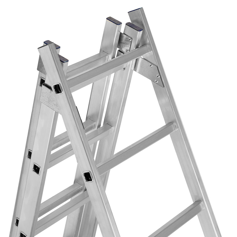 Лестница, 3 х 14 ступеней, алюминиевая, трехсекционная, Сибртех (97824)