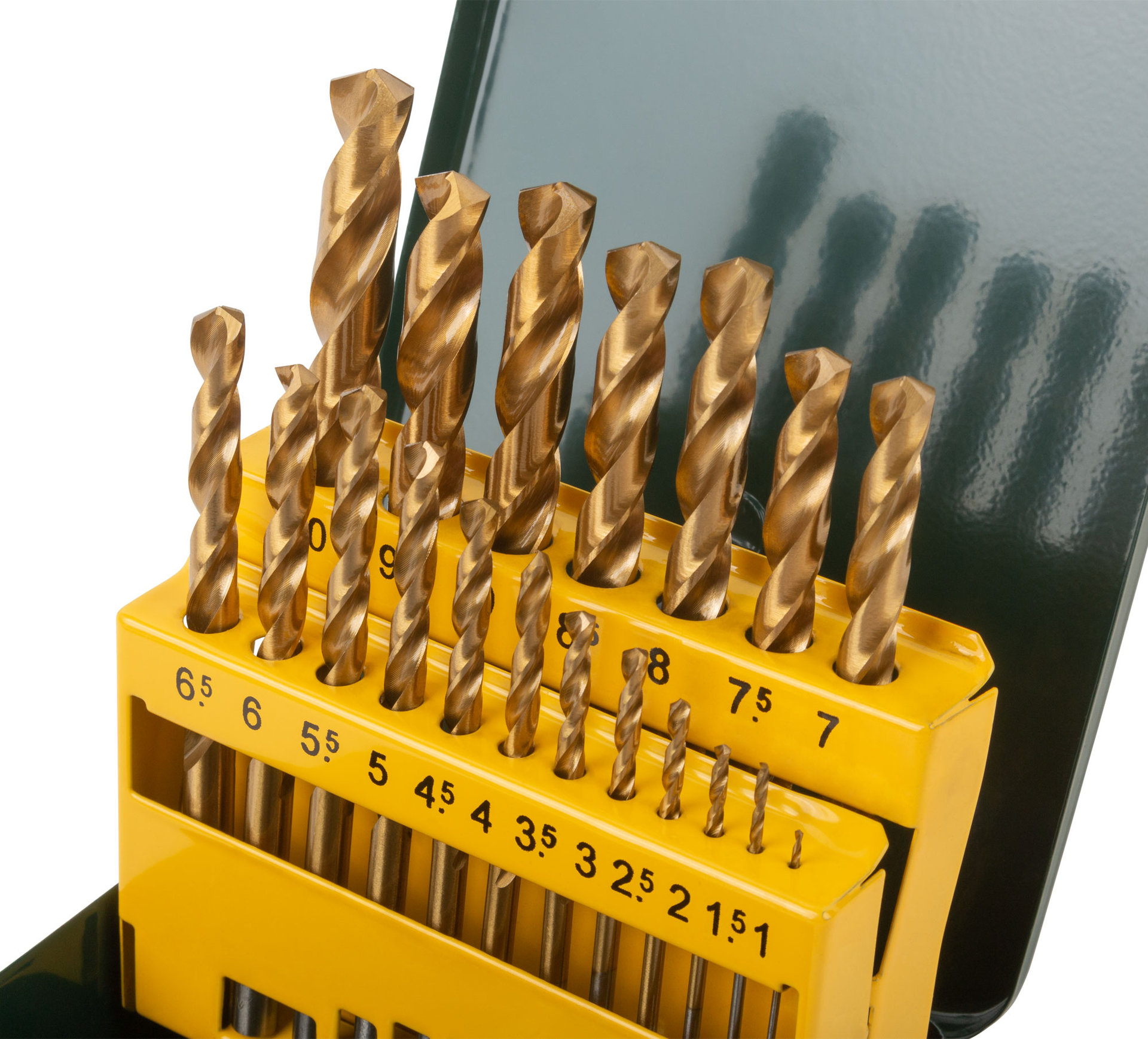 Набор сверл HSS по металлу, титановое покрытие, 19 шт. (1-10 мм), металлический бокс (34219)