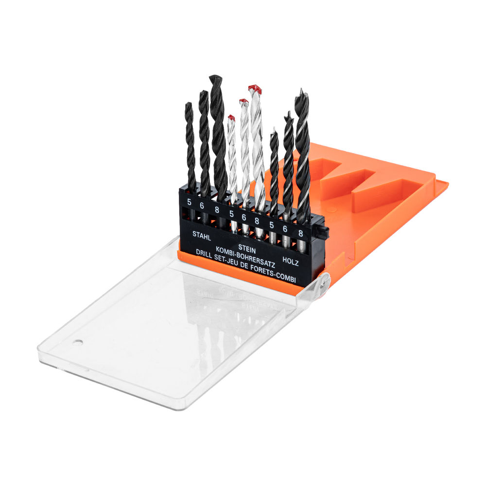 Набор сверл по бетону 5-6-8 мм, металлу 5-6-8 мм, дереву 5-6-8 мм, 9 шт, цилиндрический хвостовик Sparta (725055)