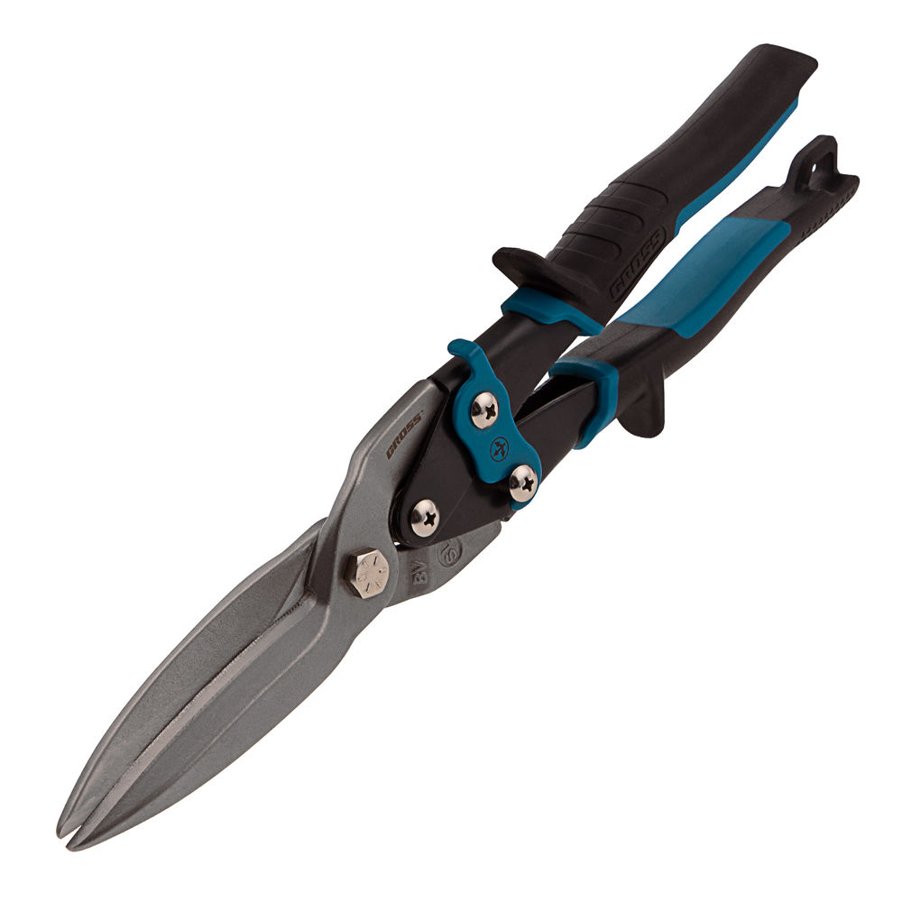 Ножницы по металлу Piranha, 270 мм, прямой проходной рез, сталь СrMo, двухкомпонентные рукоятки Gross