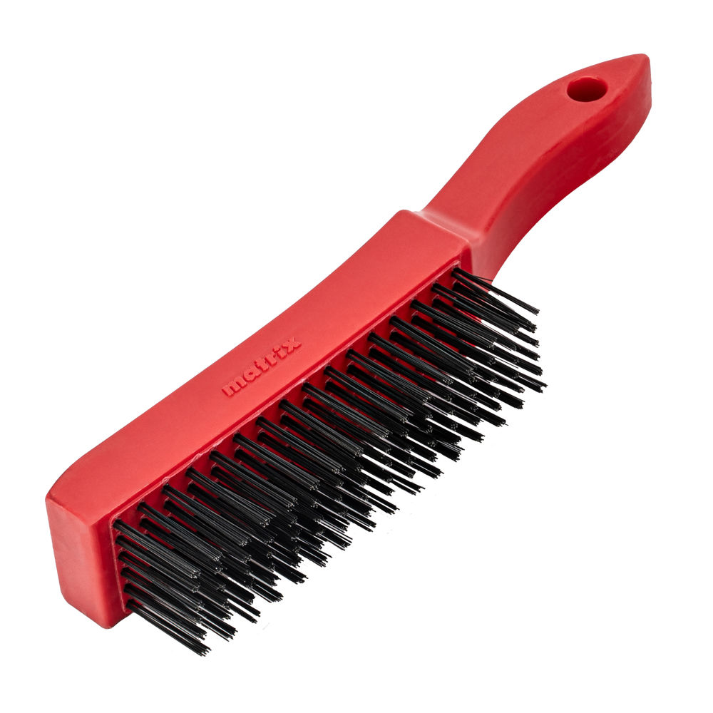 Щетка зачистная шестирядная, закаленная прямая проволока с пластиковой ручкой Matrix (74816)