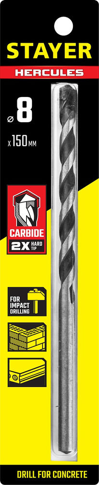 Сверло по бетону Hercules, 8 x 150 мм STAYER Professional 2915-150-08_z01