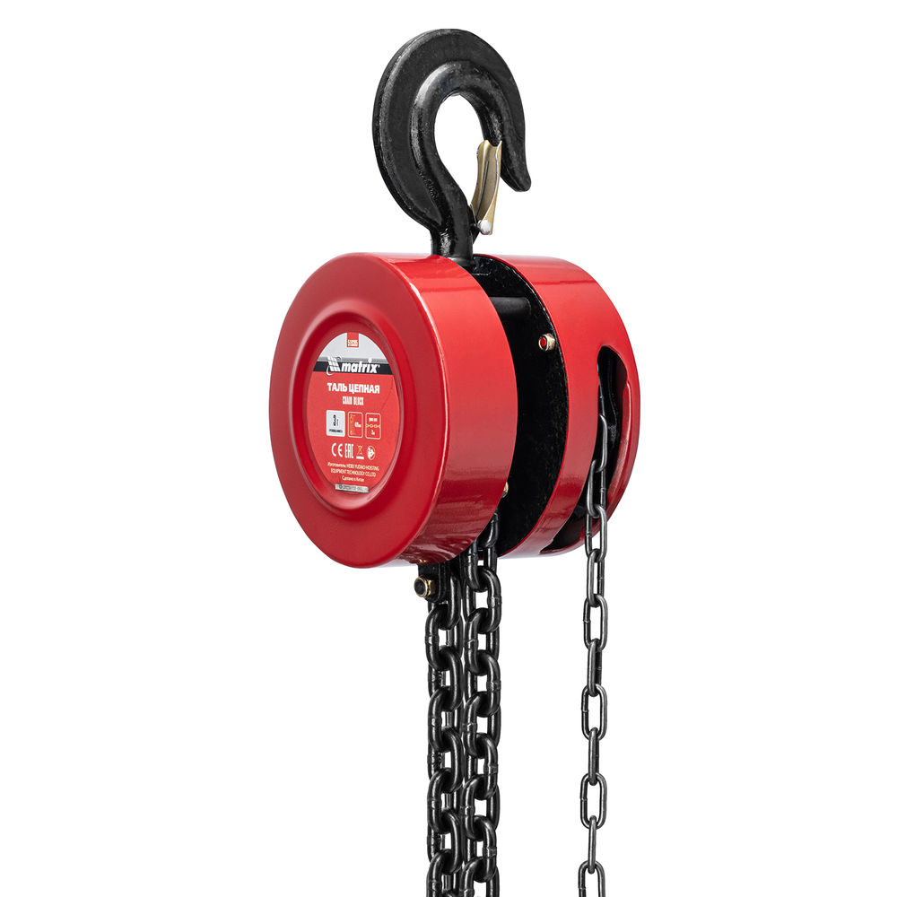 Таль цепная, 3 т, H подъема 3 м, расстояние между крюками 470 мм Matrix (519395)