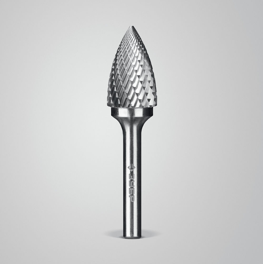 Борфреза твердосплавная 16?25 мм тип G парабола с острым углом хв-к 6 мм Профессионал ЗУБР 28806-16-25