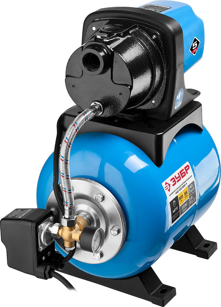 Станция насосная автоматическая 800 Вт, бак 20 л, чугунный корпус ЗУБР НАС-М3-800-Ч