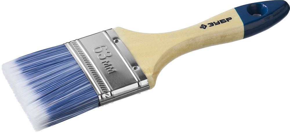 Кисть плоская АКВА, 63 мм, 2.5, светлая искусственная щетина, деревянная ручка, для воднодисперсионных и акриловых ЛКМ ЗУБР 4-01007-063