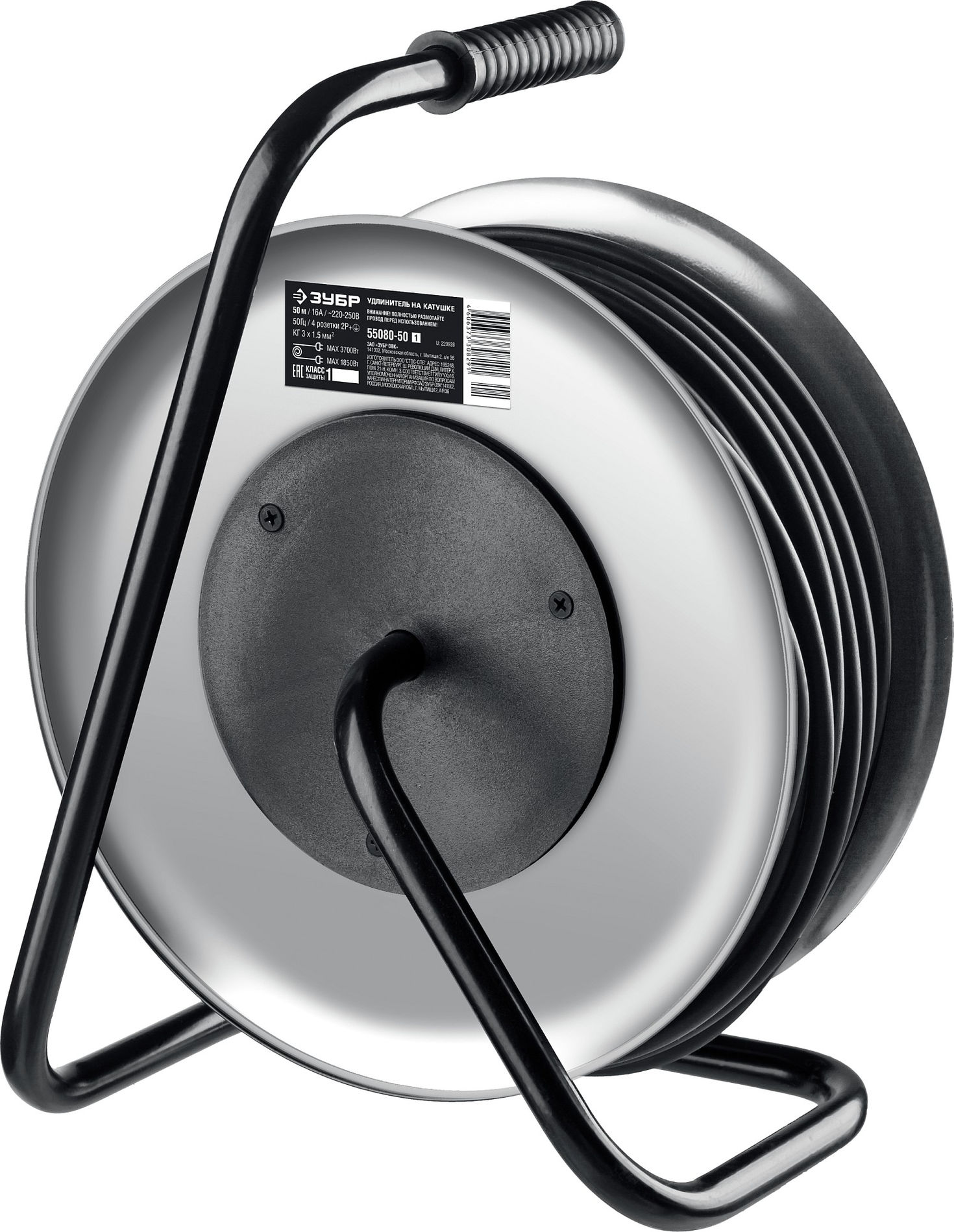 ЗУБР КГ-315, КГ, 3 x 1.5 мм2, 50 м, 3700 Вт, IP44, силовой удлинитель на стальной катушке, Профессионал (55080-50_z01)