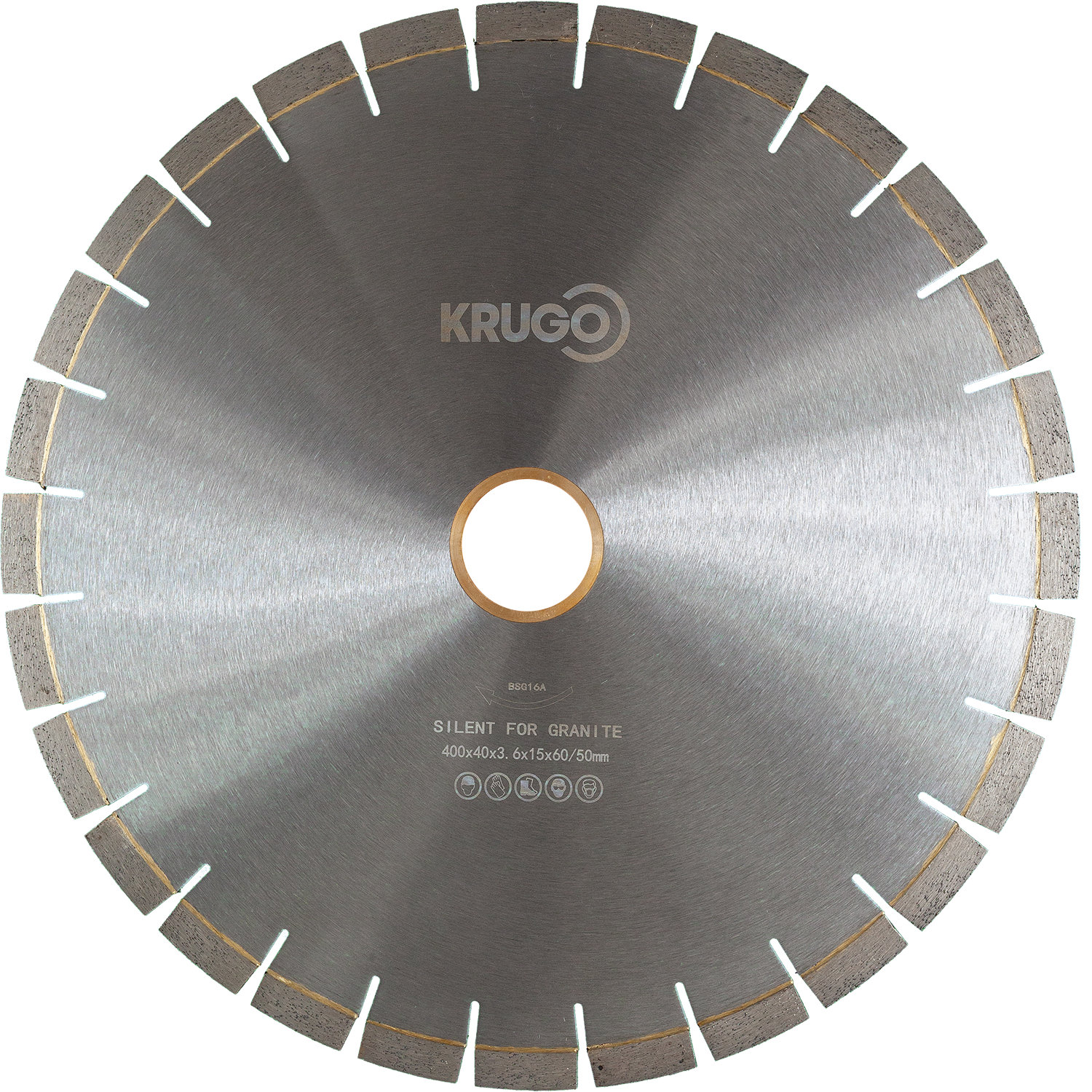 Диск алмазный сегментный по граниту, бесшумный 400 x 40 x 3,6 x 60 x 15mm KRUGO (BSG16A)