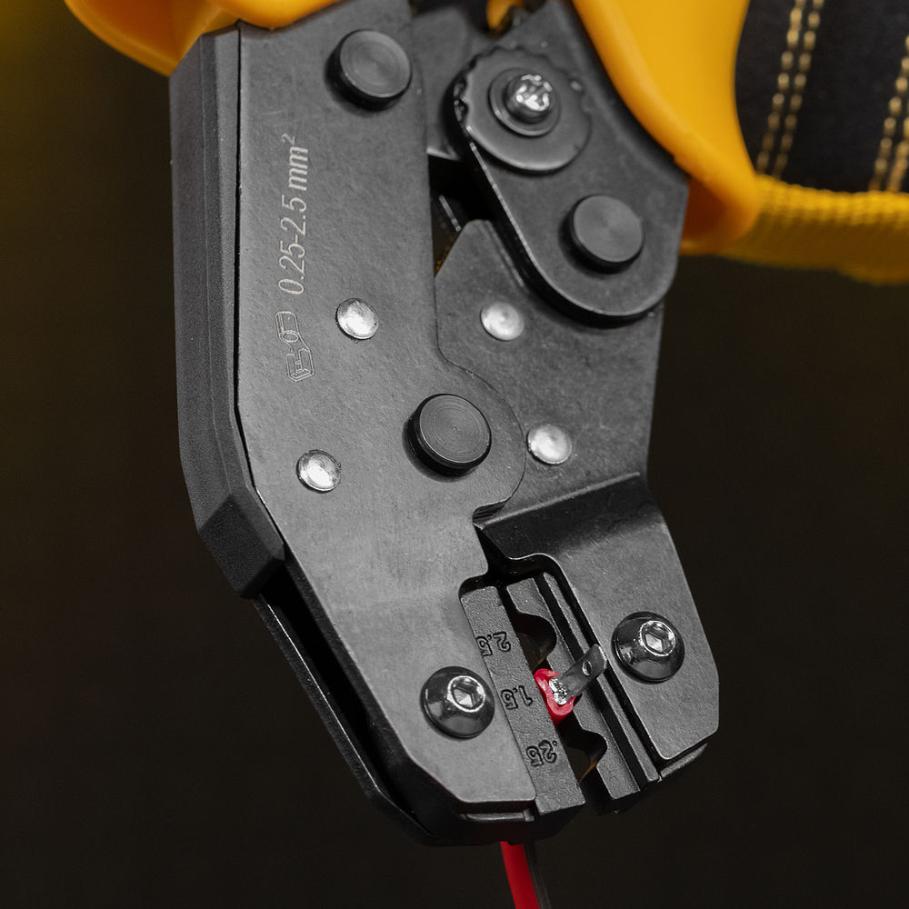 Клещи для обжима неизолированных наконечников НК и НВ, разъемов РП, 0,25 - 2,5 мм2 Denzel (17745)