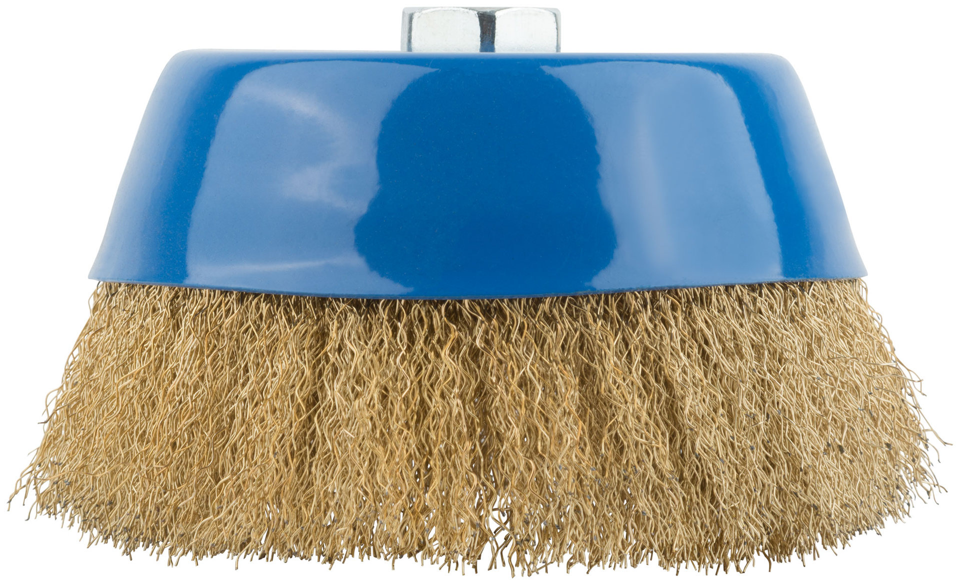 Корщетка, тип чашка, гайка М14, стальная латунированная волнистая проволока 150 мм (38945М)