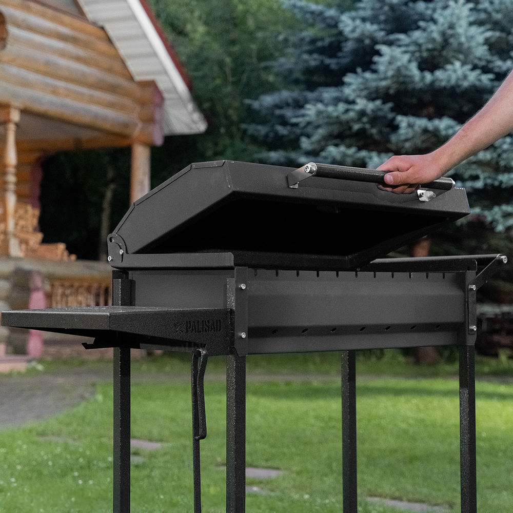 Мангал сварной на колесах, 662 х 390 х 152/805 мм, сталь 2 мм, кочерга в комплекте, Camping Palisad (69686)