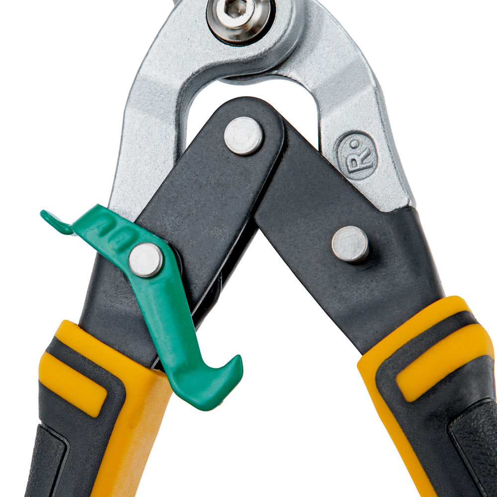 Ножницы по металлу, 270 мм, прямой и правый рез, сталь-СrMo, трехкомпонентные рукоятки Denzel (78371)