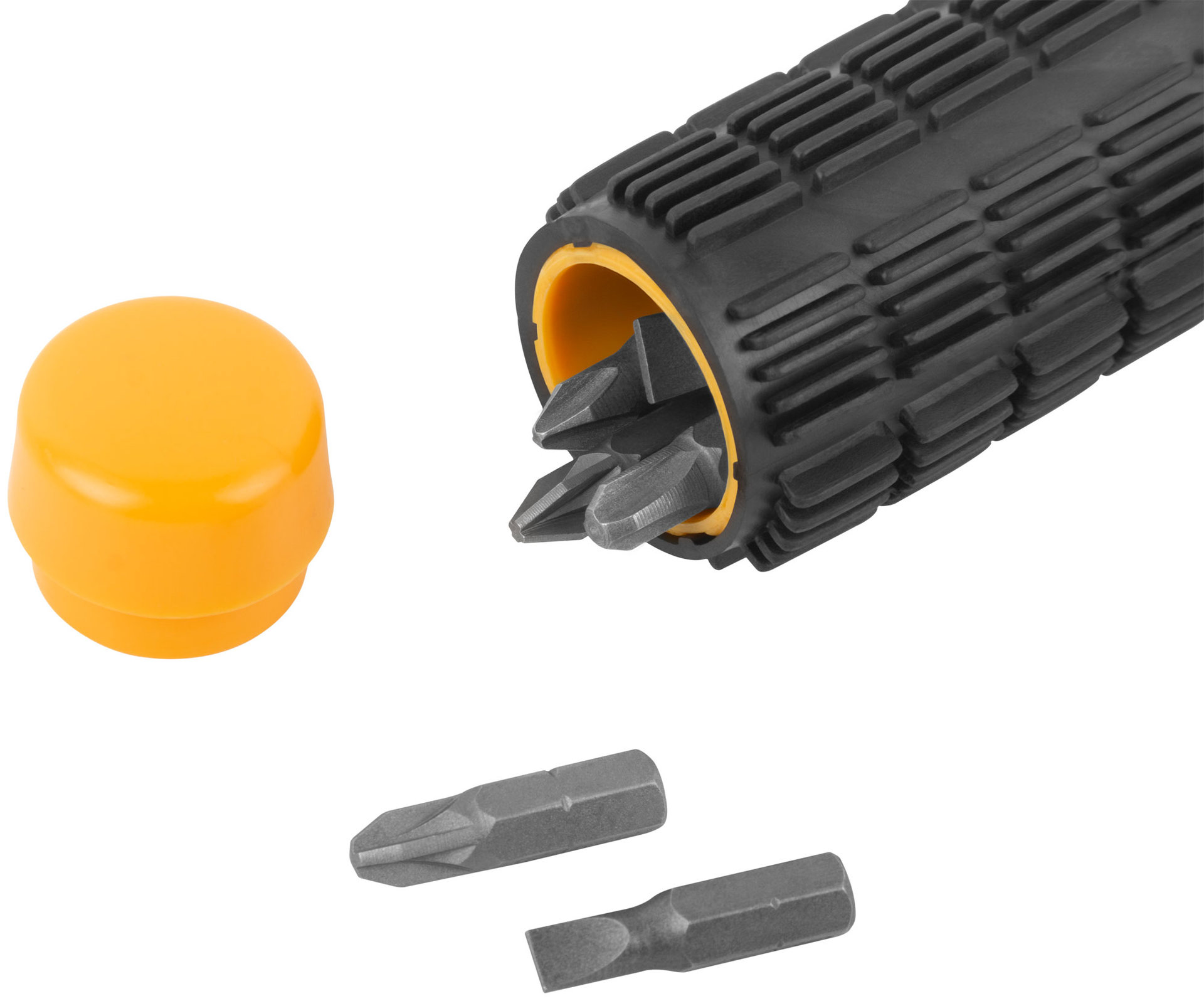 Отвертка реверсивная, 6 CrV бит, желтая ручка с антискользящей накладкой (56295)