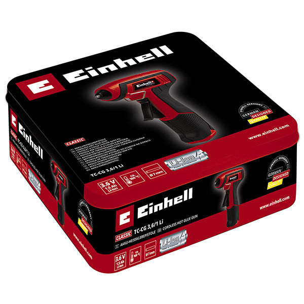 Пистолет клеевой аккумуляторный Einhell TC-CG 3.6/1 Li, 160град, 1,5Ач, стержни в компл (4522190)