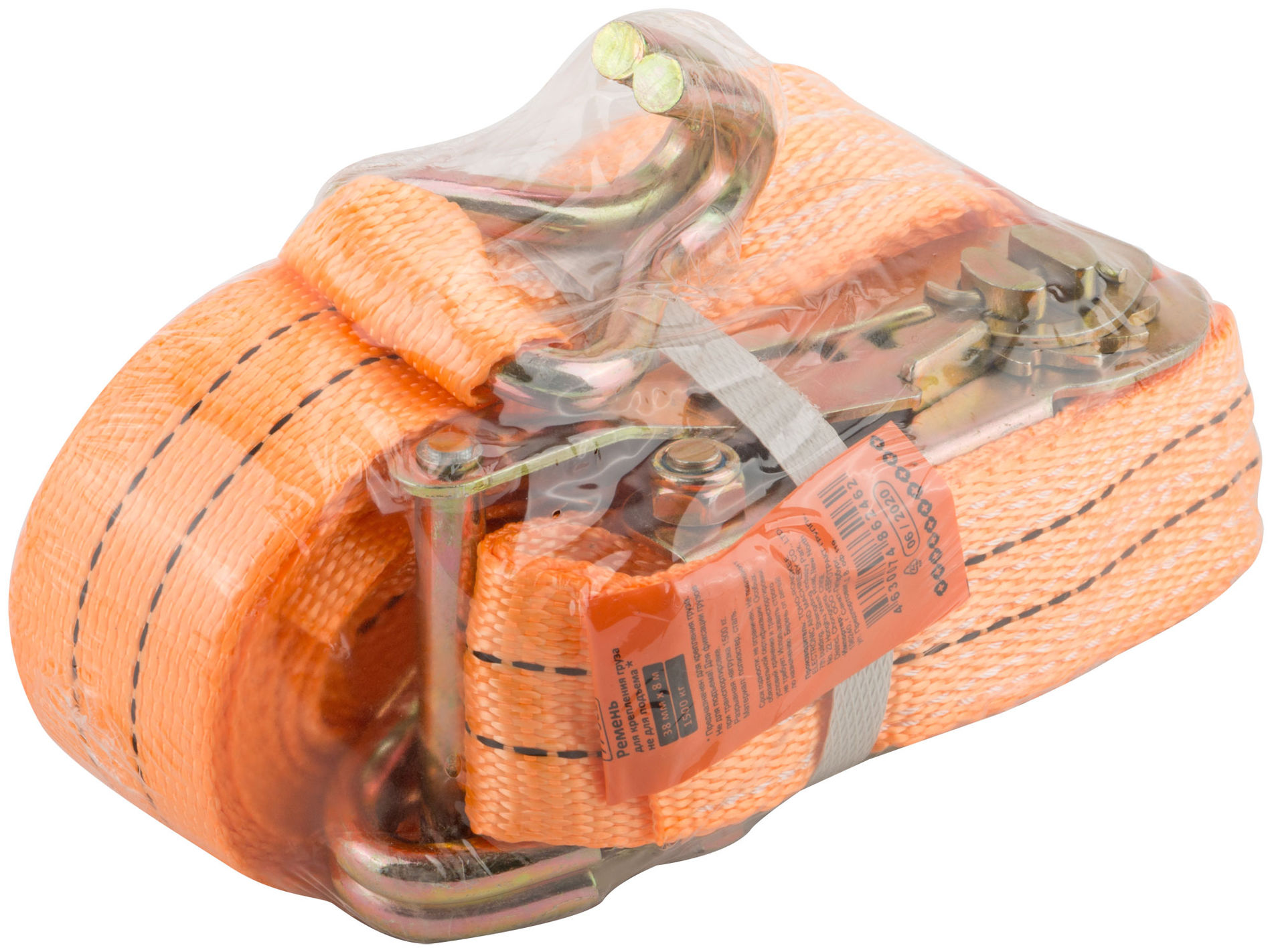 Ремень для крепления груза, храповый механизм, лента 38 мм х 8 м, 1500 кг (77-381)