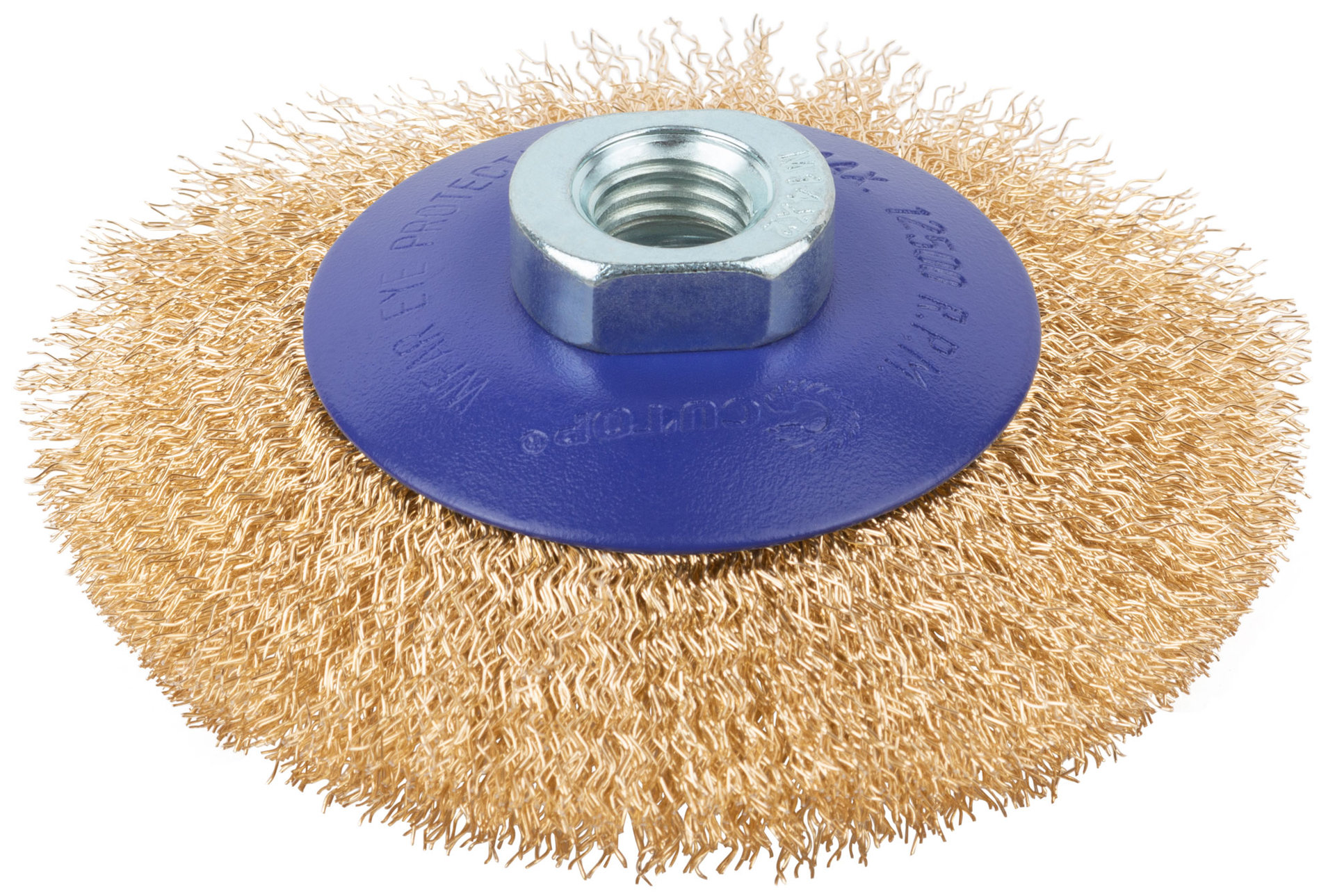 Щетка для УШМ, М14, тип Тарелка, латун. витая проволока 0,3 мм, 100 мм, блистер, CUTOP Profi (82-901)