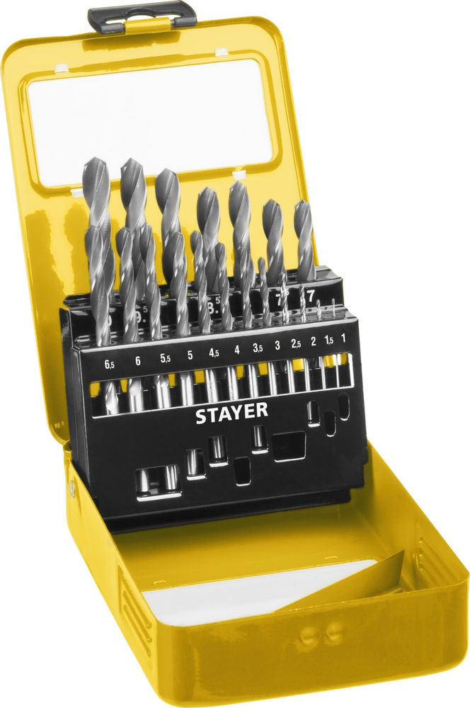 Набор сверл по металлу быстрорежущая сталь P6M5 класс В мет.бокс Professional HSS-R STAYER 19 шт (1-10 мм) 29602-H19-M_z01  