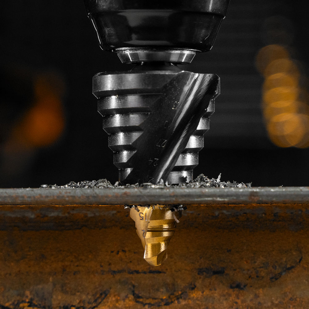 Сверло ступенчатое, 9-12-15-18-21-24-27-30-33-36 мм, Р6М5, 6-гр. хвостовик Denzel (723605)