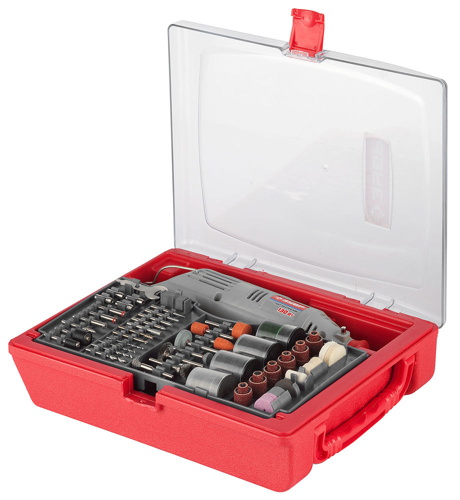 Набор мини-насадок с гравером 176 предметов, 130 Вт ЗУБР ЗГ-130ЭК H176