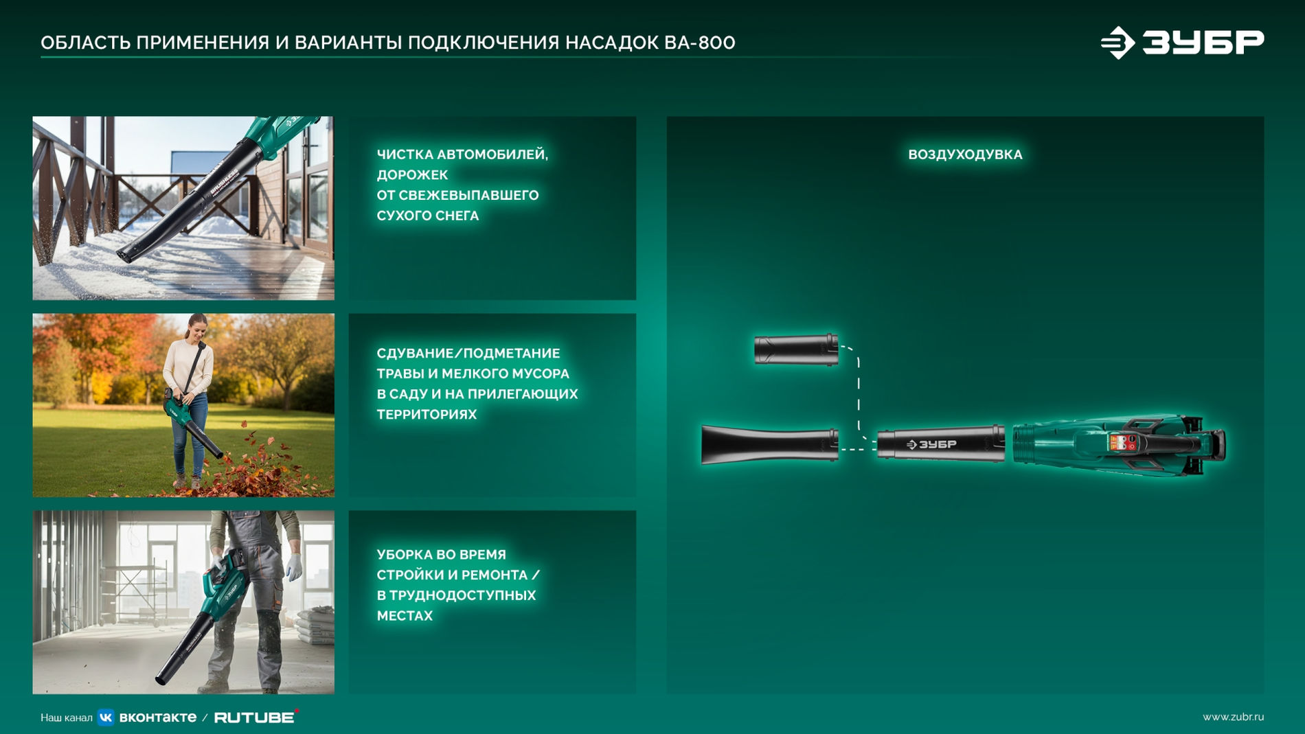 ЗУБР 20 В, 800 м3/ч, 1 АКБ LMS (4 Ач), воздуходувка аккумуляторная (ВА-800-41)