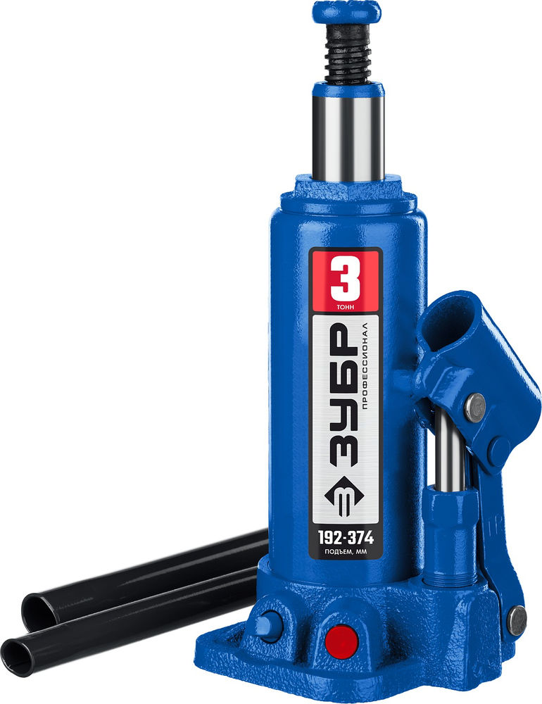 Домкрат гидравлический бутылочный 3 т 192-374 мм Профессионал ЗУБР 43060-3
