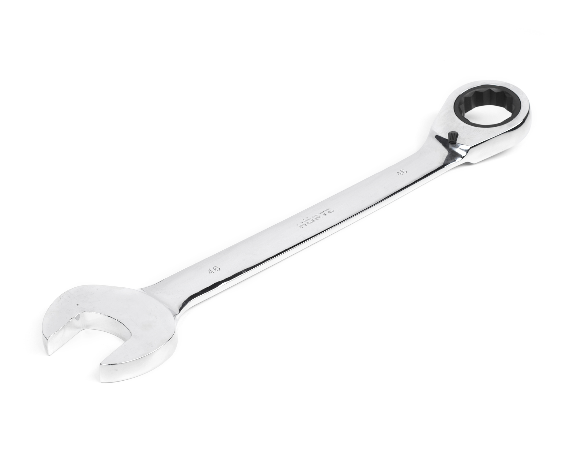 Ключ комбинированный трещоточный реверсивный 46х46 мм хромирование HORTZ