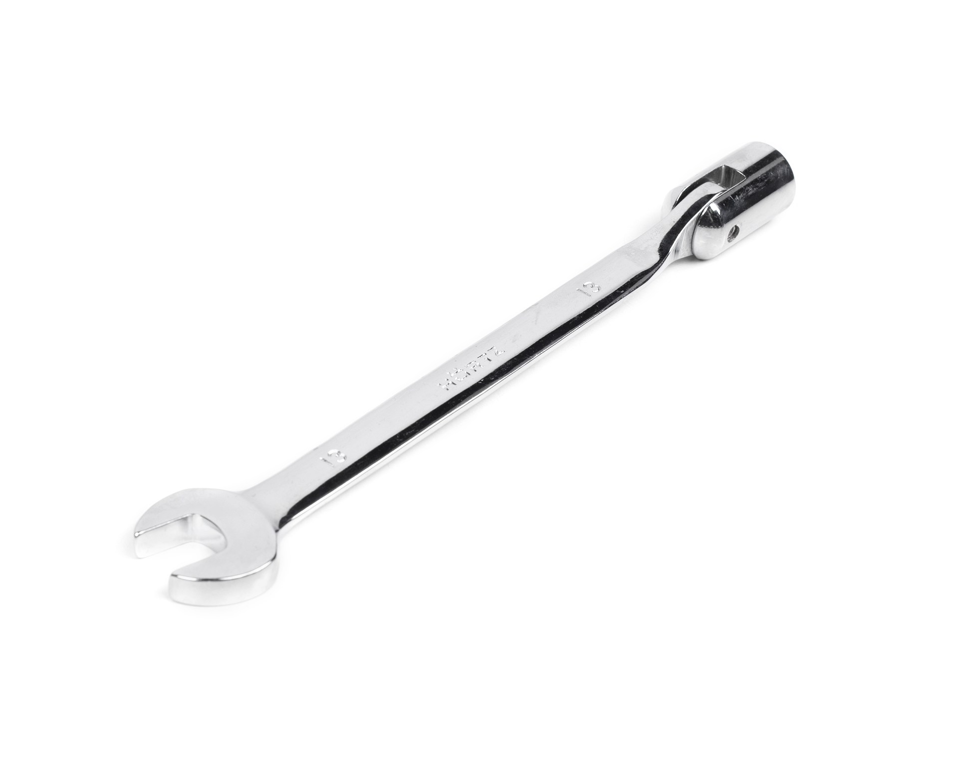 Ключ комбинированный торцевой шарнирный удлиненный 13х13 мм хром HORTZ