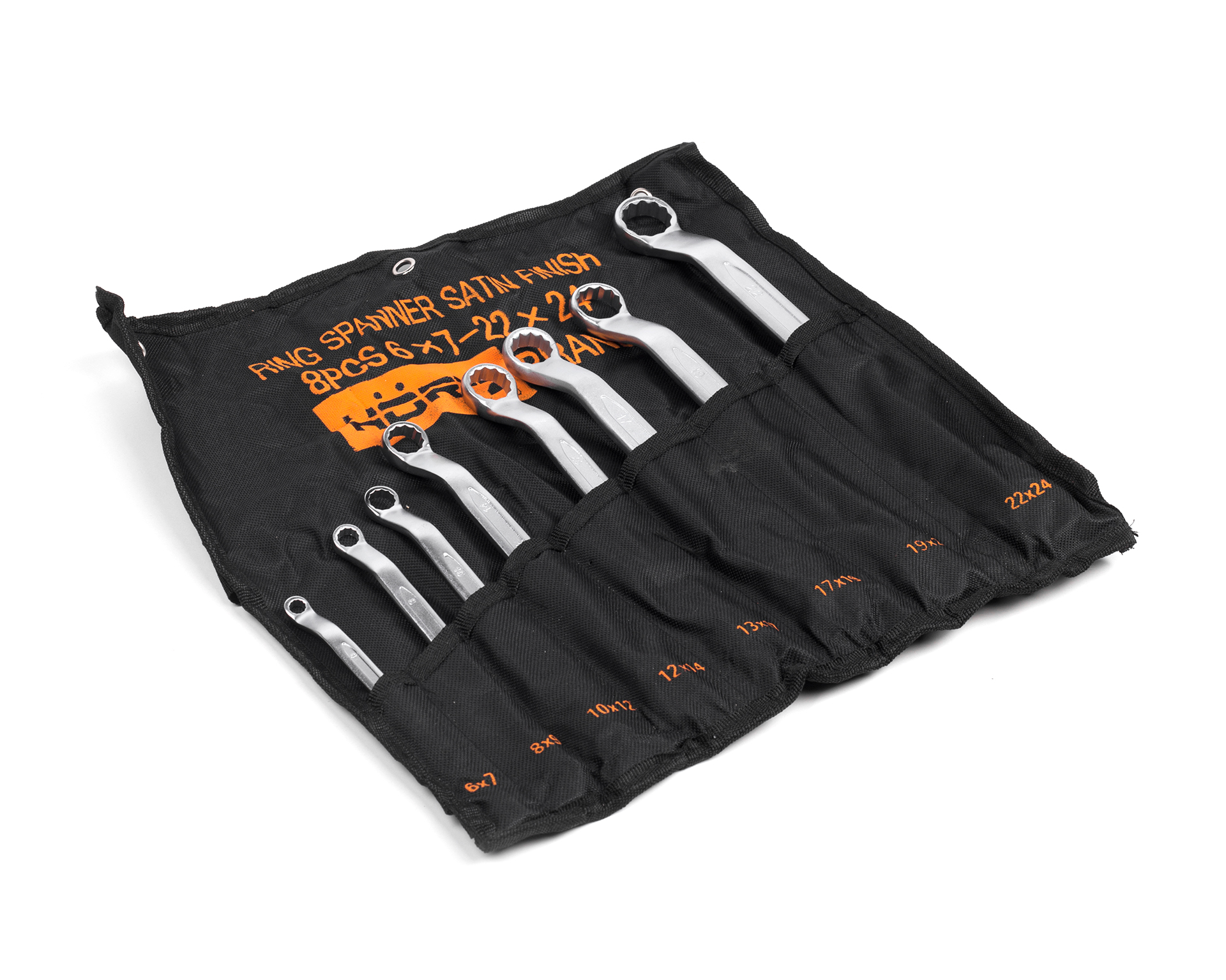 Набор ключей накидных двусторонних 8 шт. (6-24) хромирование HORTZ