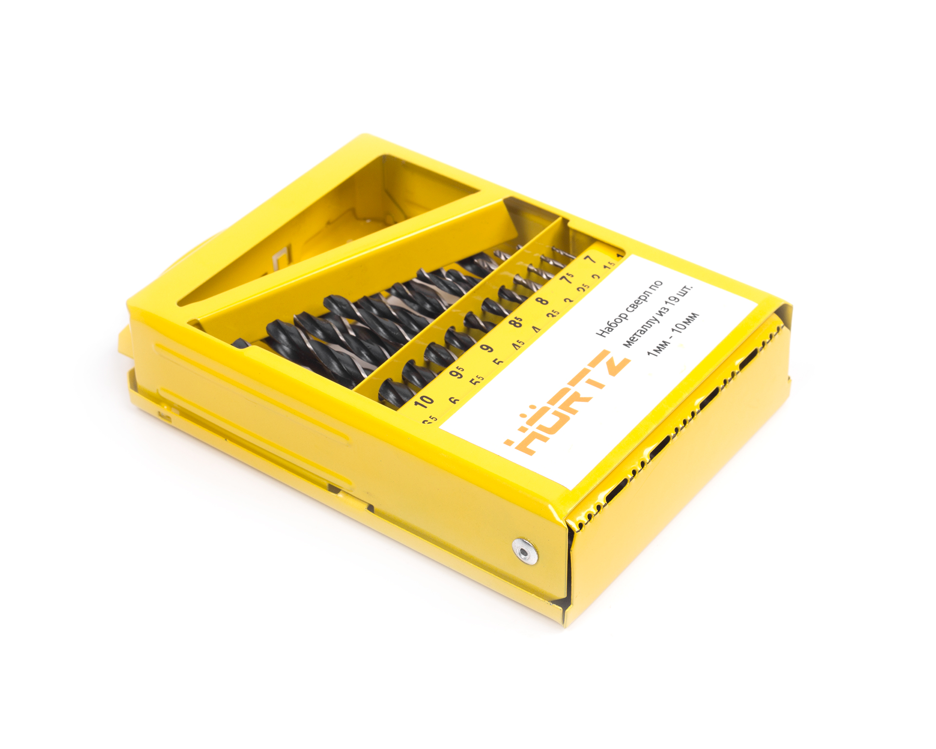 Набор сверл по металлу из 19 шт. 1-10 мм Р6М5 металлический кейс HORTZ
