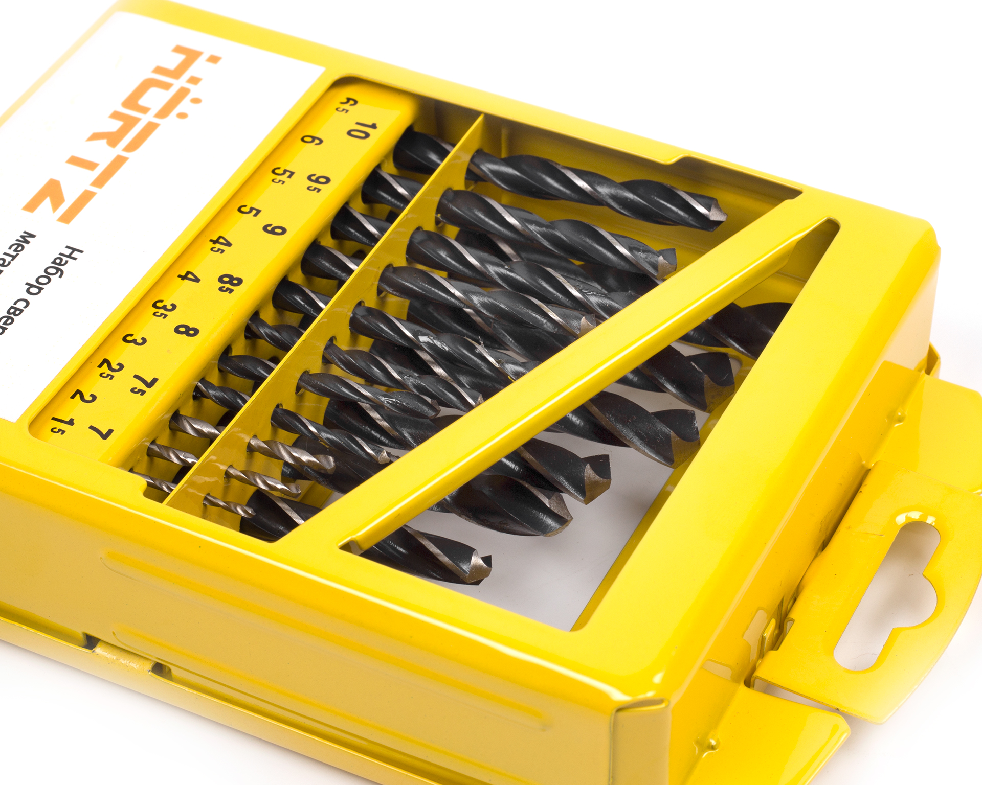 Набор сверл по металлу из 19 шт. 1-10 мм Р6М5 металлический кейс HORTZ