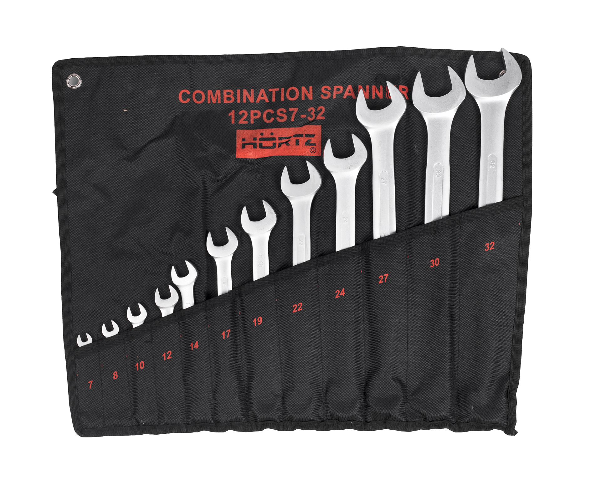 Набор ключей гаечных комбинированных 12 шт. (7-32) сатин финиш HORTZ