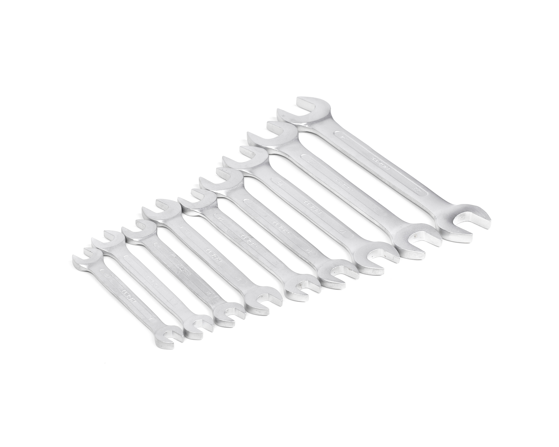 Набор ключей гаечных рожковых двусторонних 9 шт. 8-24 сатин финиш в клипсе HORTZ