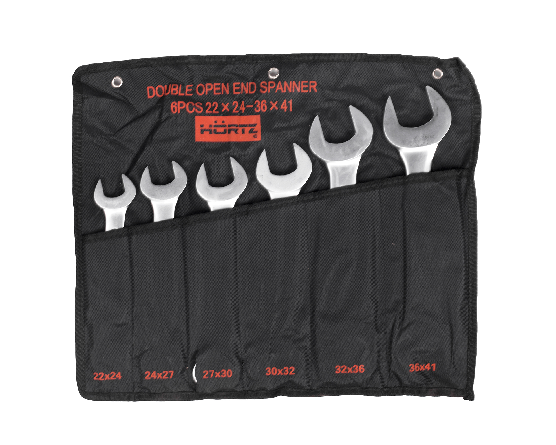 Набор ключей гаечных рожковых двусторонних 6 шт. 22-41 сатин финиш HORTZ